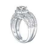 White Gold Round Engagement Ring S201667A and Band S201667B