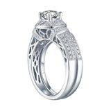 White Gold Round Engagement Ring S201672A and Band S201672B