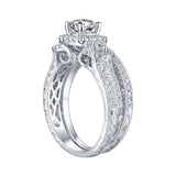 White Gold Round Engagement Ring S201673A and Band S201673B