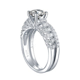 White Gold Round Engagement Ring S201677A and Band S201677B