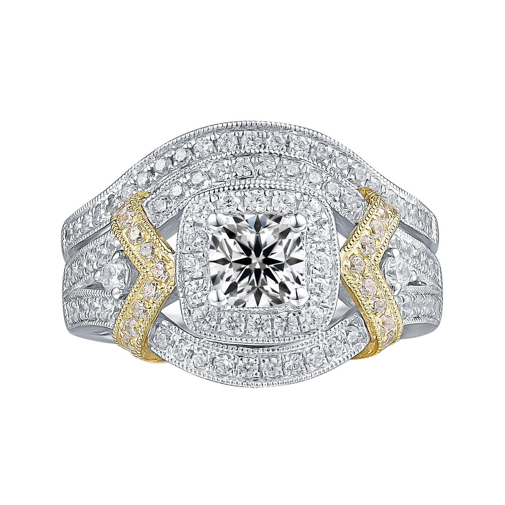 White Gold Round Engagement Ring S201780A and Band S201780B