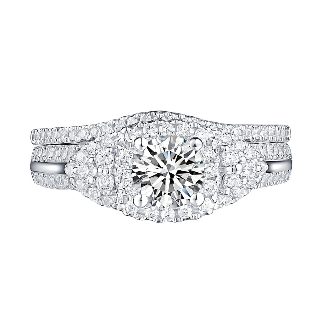 White Gold Round Engagement Ring S201783A and Band S201783B