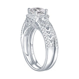 White Gold Round Engagement Ring S201785A and Band S201785B