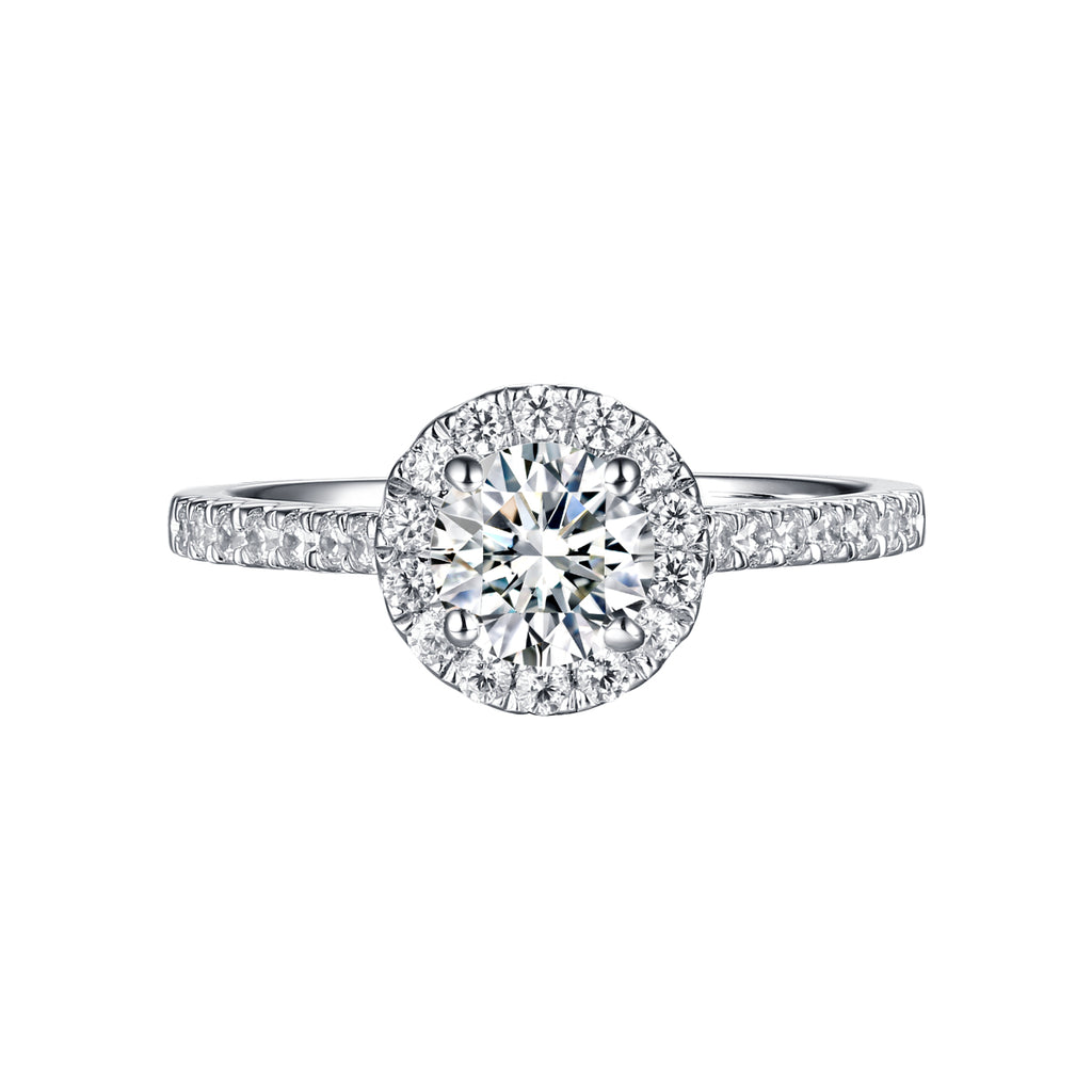 Round Halo Engagement Ring S201898A and Matching Wedding Band Set S201898B