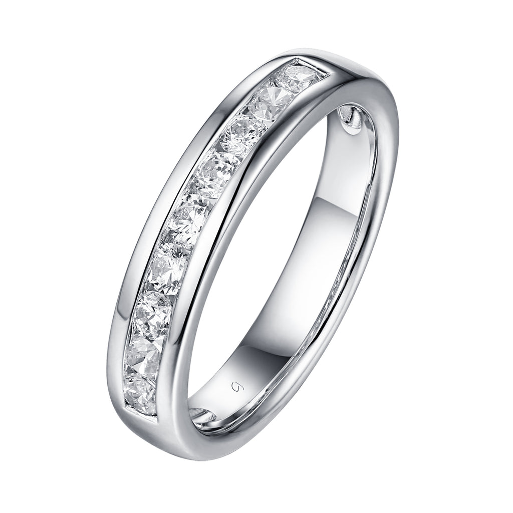 14KT White Gold 9 Diamond Channel Band - S201984B