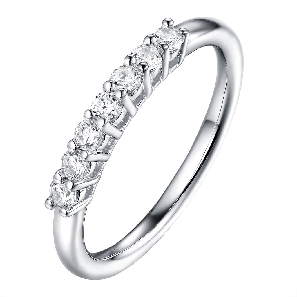 14KT White Gold 7 Diamond Prong Band - S201989B