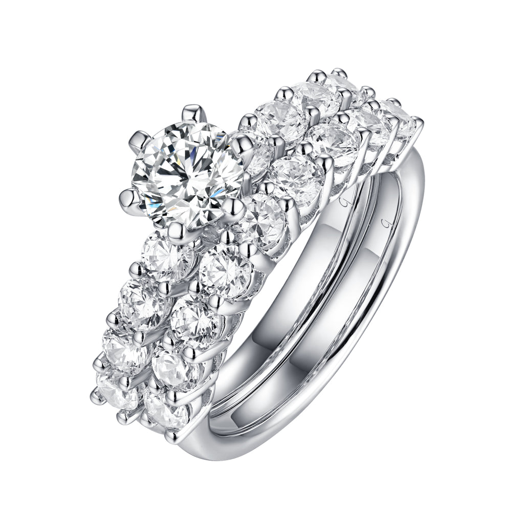 Solitaire Plus Engagement Ring S2012005A and Matching Wedding Band Set S201005B