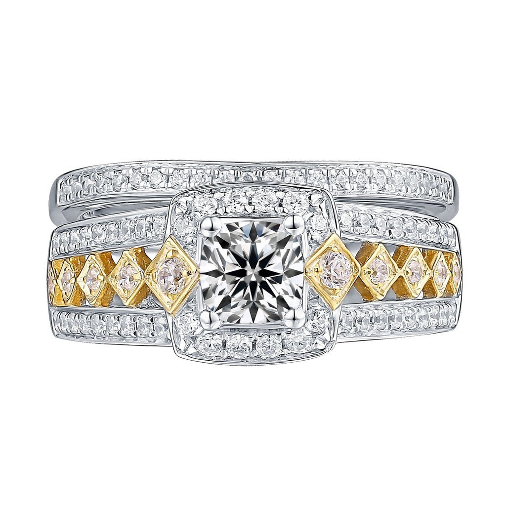 White Gold Round Engagement Ring S201787A and Band S201787B