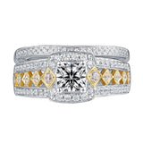 White Gold Round Engagement Ring S201787A and Band S201787B
