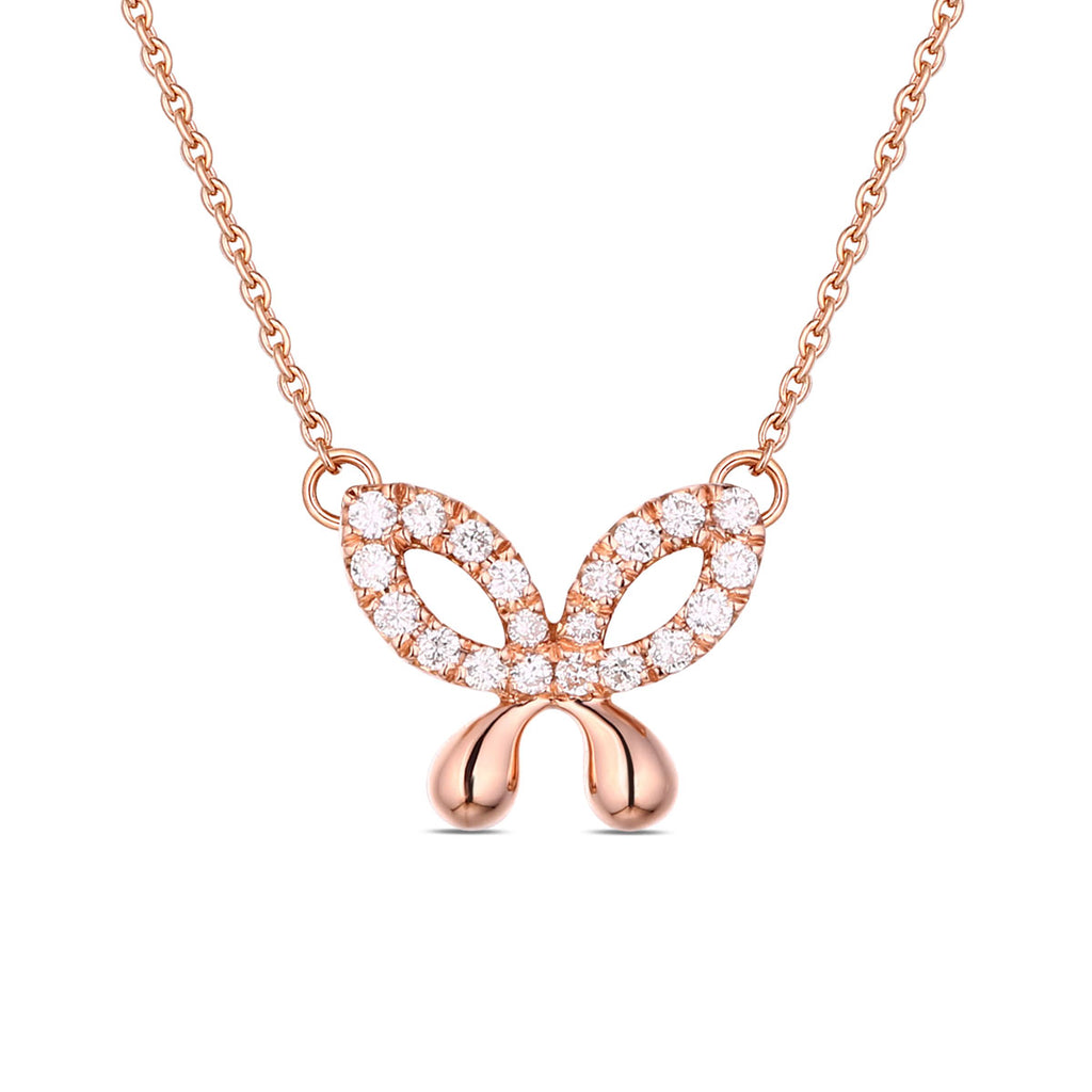 Pristine Butterfly Pendant in 14K Rose Gold with Diamonds • Forever Jewels
