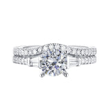 White Gold Fancy Cut Round and Taper Diamond Engagement Ring S2012075A and Matching Wedding Ring S2012075B