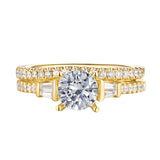 Fancy Cut Round and Taper Diamond Engagement Ring S2012076A and Matching Wedding Ring S2012076B