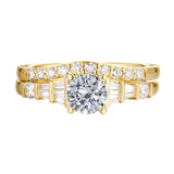 Fancy Cut Round and Taper Diamond Engagement Ring S2012081A and Matching Wedding Ring S2012081B