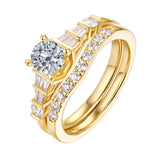 Fancy Cut Round and Taper Diamond Engagement Ring S2012081A and Matching Wedding Ring S2012081B