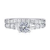Fancy Cut Round and Taper Diamond Engagement Ring S2012082A and Matching Wedding Ring S2012082B