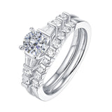 Fancy Cut Round and Taper Diamond Engagement Ring S2012082A and Matching Wedding Ring S2012082B
