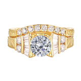 Fancy Cut Round and Taper Diamond Engagement Ring S2012083A and Matching Wedding Ring S2012083B