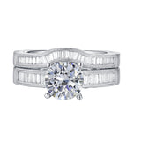 Fancy Cut Round and Taper Diamond Engagement Ring S2012084A and Matching Wedding Ring S2012084B
