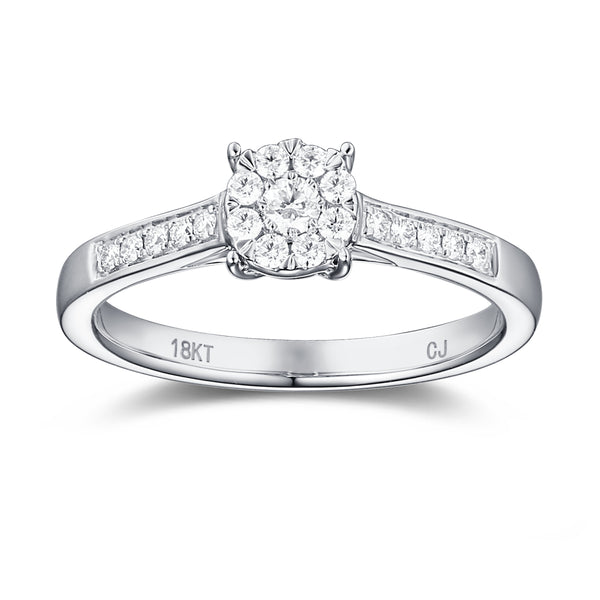 White Gold Diamond Cluster Promise Ring - S2012172