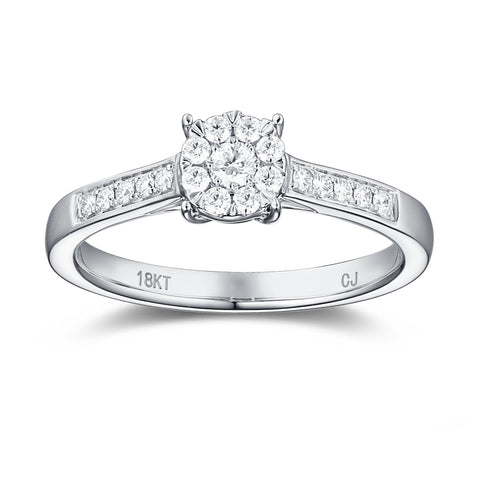 White Gold Diamond Cluster Promise Ring - S2012172