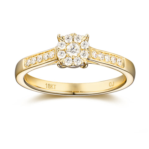 Yellow Gold Diamond Cluster Promise Ring - S2012172