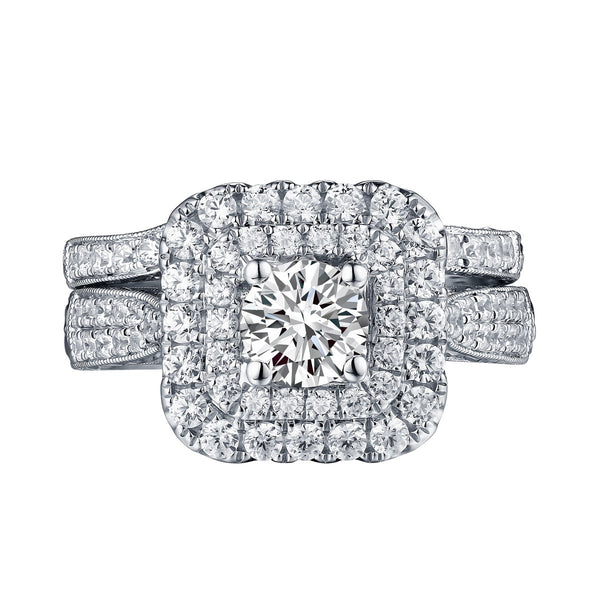 Mystere Halos Round Engagement Ring S201593A and Band Set S201593B