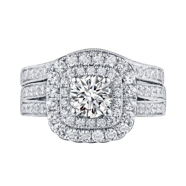 Mystere Halos Round Engagement Ring S201594A and Band Set S201594B