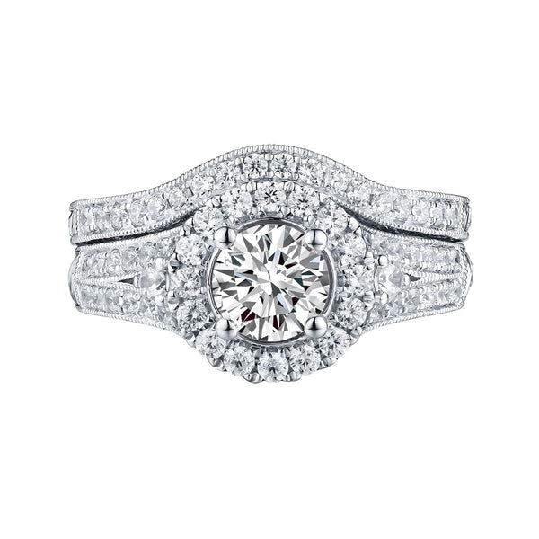 Round  Engagement Ring S201595A and Band Set S201595B