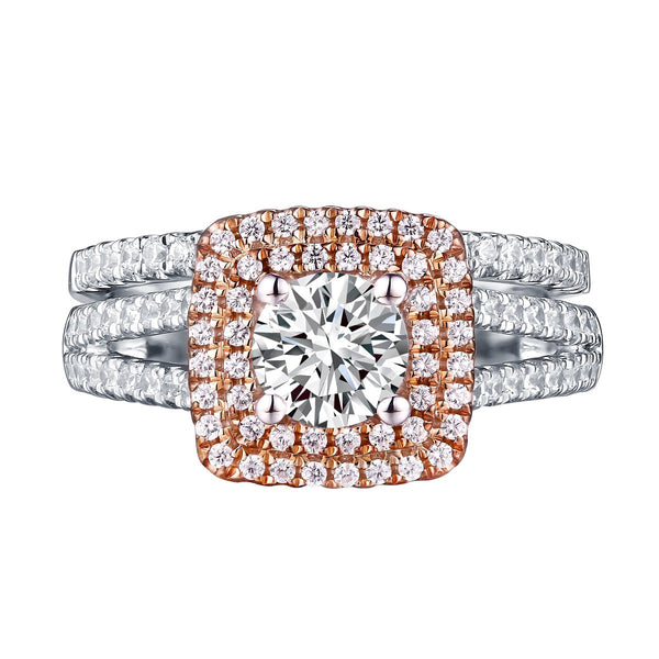Modern Round Engagement Ring S201614A and Band Set S201614B
