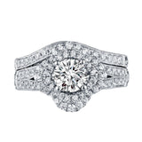 Floral Round Engagement Ring S201592A and Band Set S201592B
