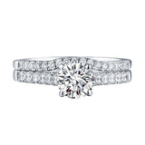 Modern Round Engagement Ring S201584A and Band Set S201584B