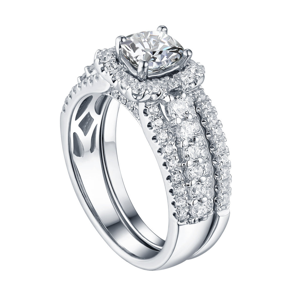 Cushion Cut Diamond Engagement Ring S201609A and Band Set S201609B