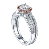 Two-tone Round Diamond Engagement Ring S201621A and Band S201621B