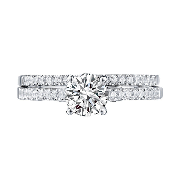 Modern Round Engagement Ring S201590A and Band Set S201590B