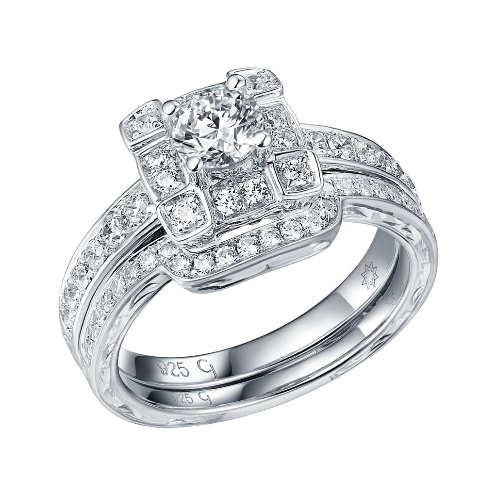Taj Engagement Ring SV0227A and Wedding Ring SV0227B Set