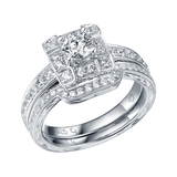 Taj Engagement Ring SV0227A and Wedding Ring SV0227B Set