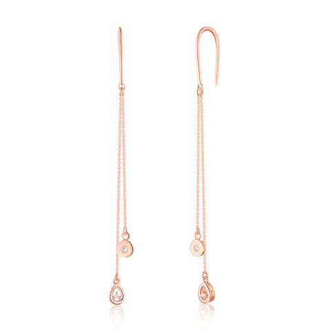Rose Gold Diamond Drop Earrings - S2012293