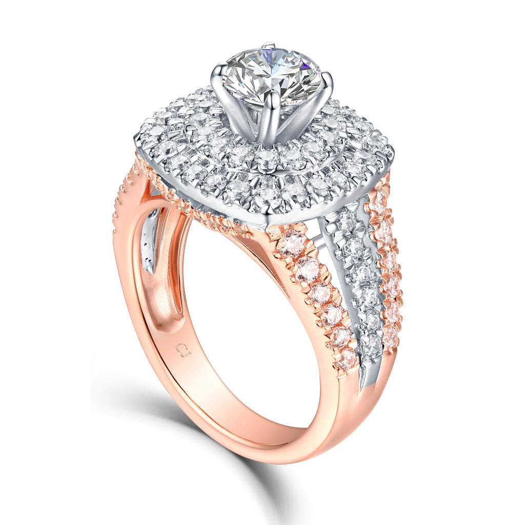 Halos Round Engagement Ring S2012677A and Band Set S2012677B