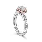 Floral Round Engagement Ring S201515A and Band Set S201515B
