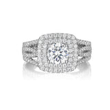Round Diamond Double Halo Engagement Ring S201531A and Band Set S201531B