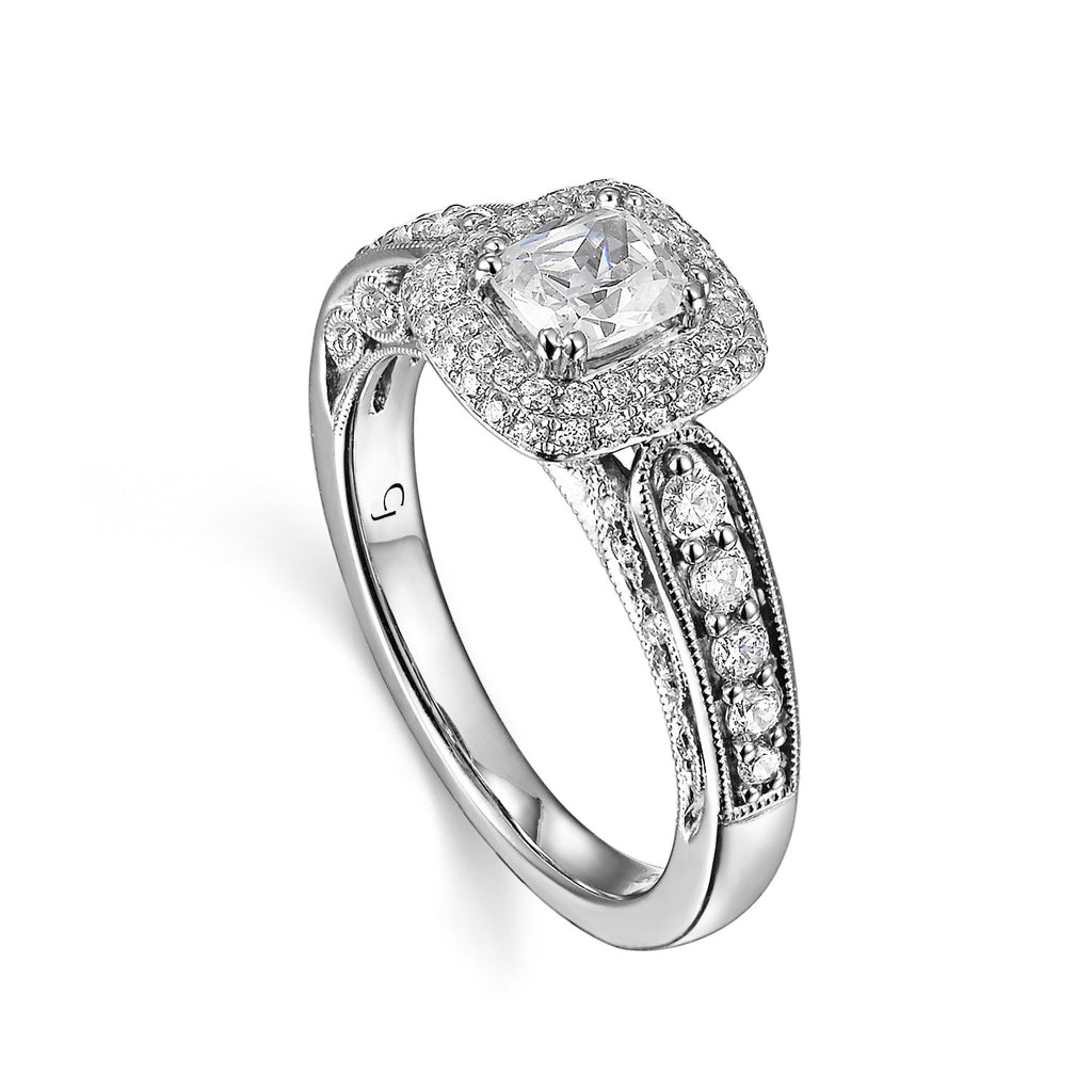Cushion Cut Diamond Engagement Ring S20156A and Band Set S20156B