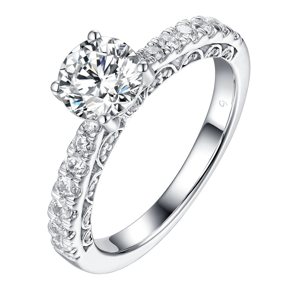 Solitaire Plus Engagement Ring S201905A and Matching Wedding Band Set S201905B
