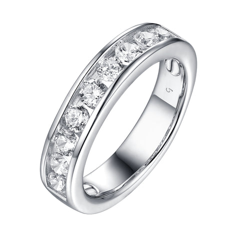 14KT White Gold 9 Diamond Channel Band - S201987B